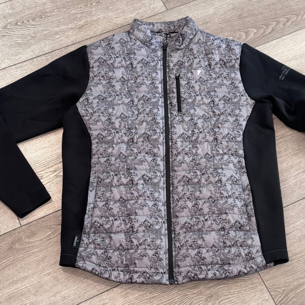 Primo Hybrid Jacket Mens Large Charcoal Camo Quilted Full Zip Golf Athletic New